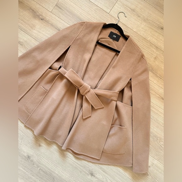 LINE 100% Wool Belted Capes Coat Tan Neutral S - Picture 2 of 8